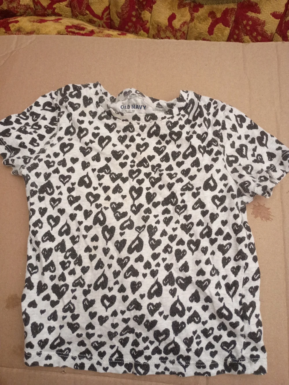 Old Navy White Tee with Black Heart Print